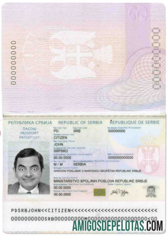 Passaporte da Sérvia (2016 – presente) exemplo
